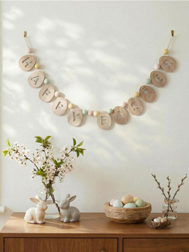 Sinsay - Ghirlandă de Paște din lemn cu inscripția Happy Easter - multicolor