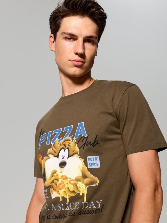 Sinsay - Tricou din bumbac cu imprimeu Looney Tunes - gri-maroniu