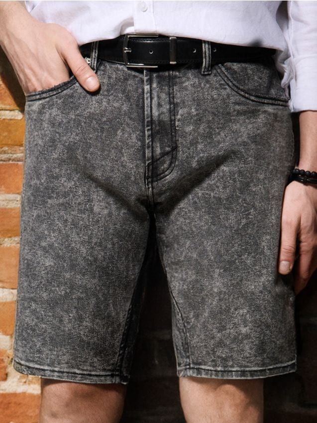 Sinsay - Pantaloni scurți slim, din denim - gri