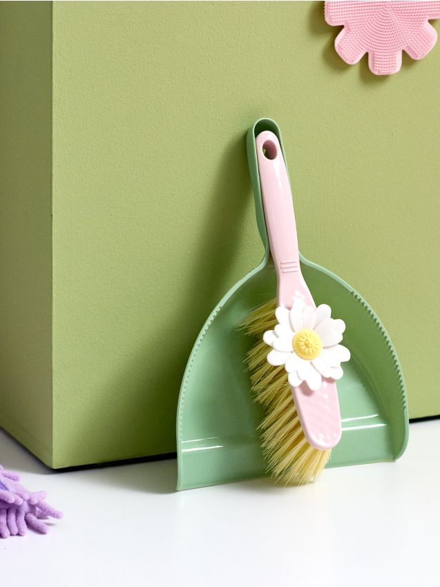 Sinsay - Faras și perie cu motiv floral - roz-pastel