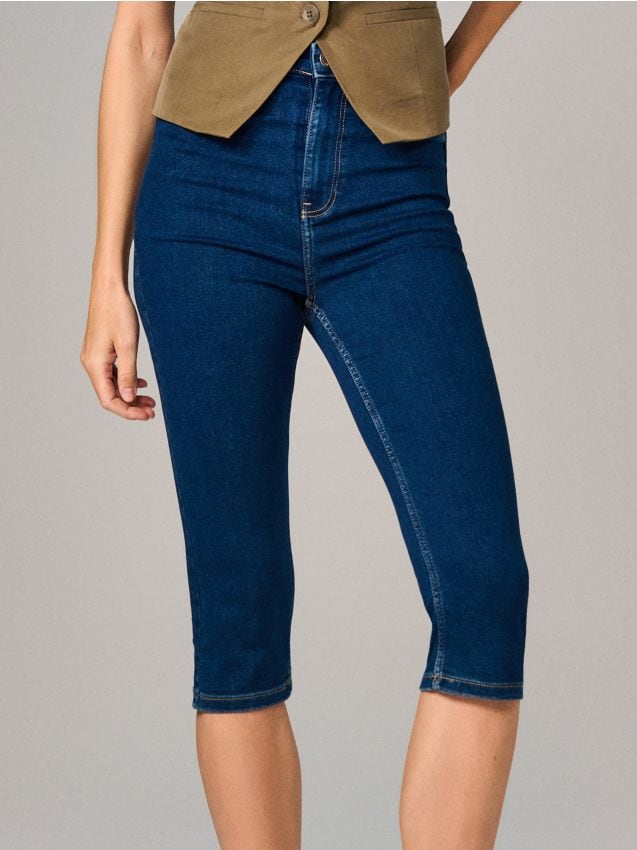 Sinsay - Jeans capri - blu scuro