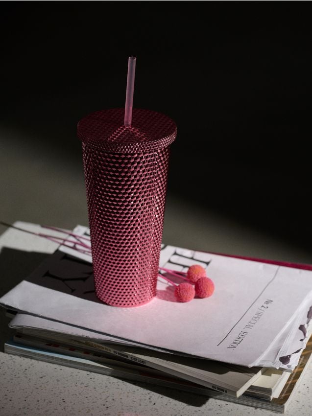 Sinsay - Cană cu capac și pai - roz