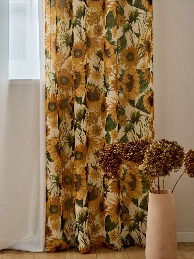 Sinsay - Draperie cu model floral pe inele - portocaliu