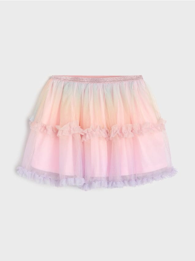 Sinsay - Spódnica tiulowa z efektem ombre i falbanami - wielobarwny