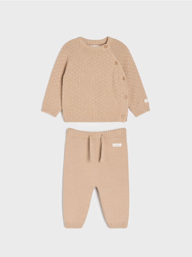 Sinsay - Set din tricot moale: pulover și pantaloni - bej