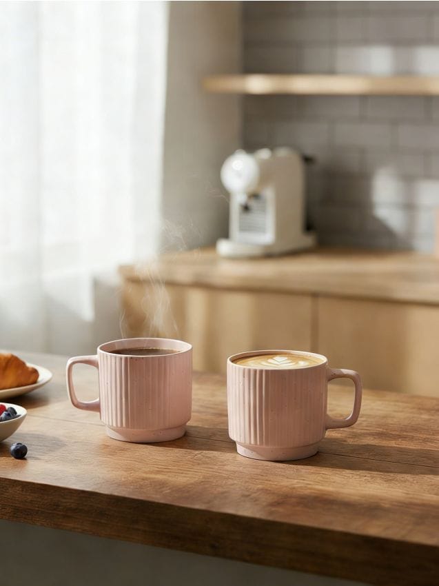 Sinsay - Căni ceramice cu mâner cu model cu pete 2 buc - roz-pastel