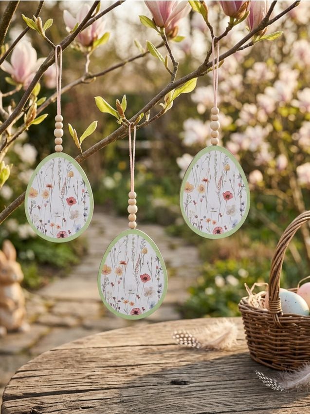 Sinsay - Set de decorațiuni de Paște suspendate în formă de ouă, 3 bucăți - multicolor