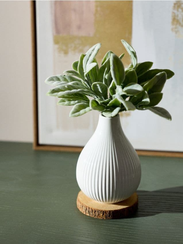 Sinsay - Planta decorativă în vază striată – salvie - alb
