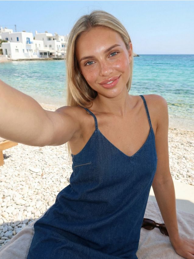 Minivestito in denim - blu scuro