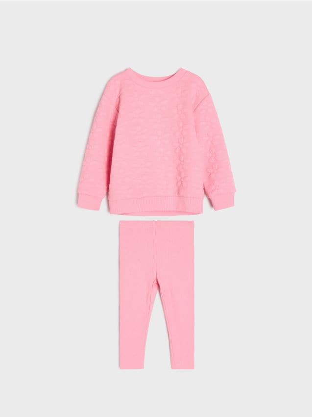 Sinsay - Compleu cu bluză sport și colanți - roz