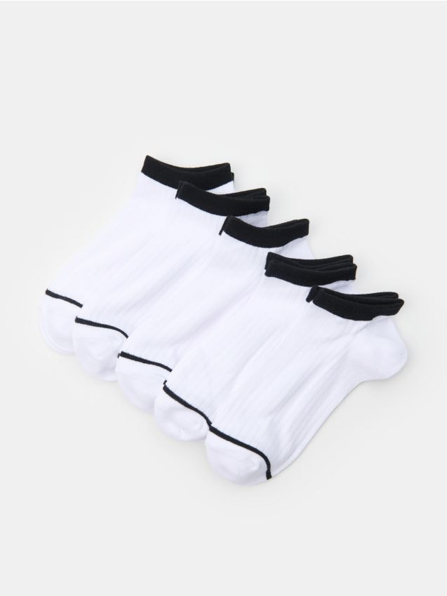 Sinsay - Prążkowane skarpetki stopki 5 pack - wielobarwny