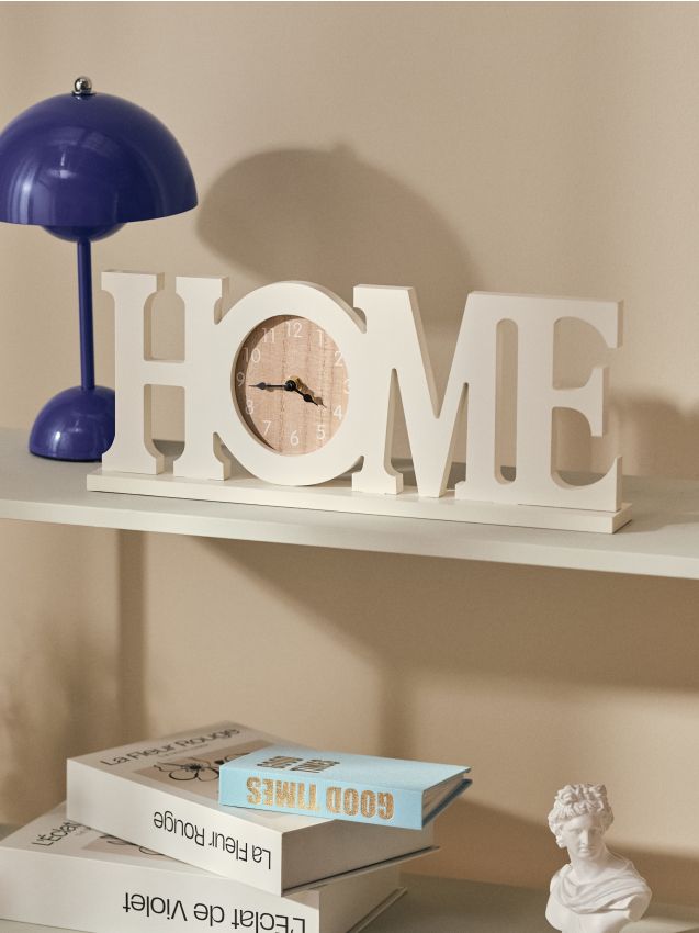 Sinsay - Ceas decorativ în formă de inscripție HOME - alb