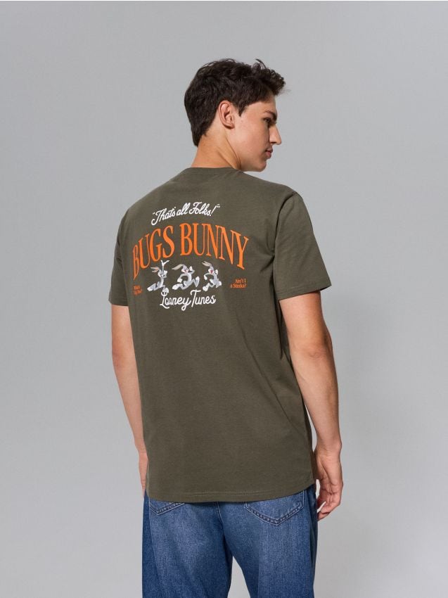 Sinsay - Tricou din bumbac cu imprimeu Looney Tunes - albastru-verzui