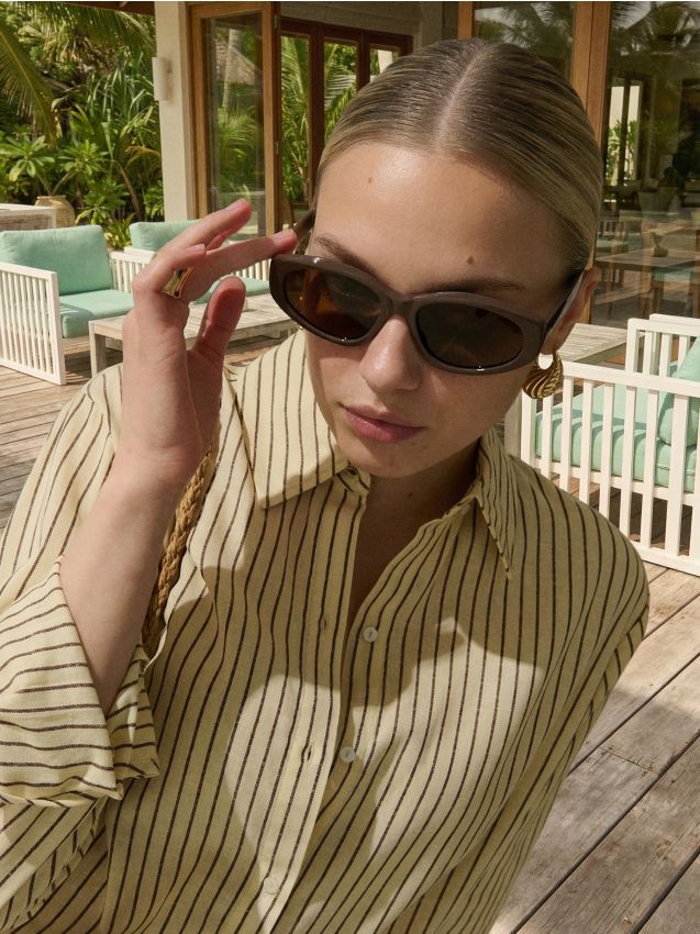 Sinsay - Ochelari de soare cu ramă groasă - maro-închis