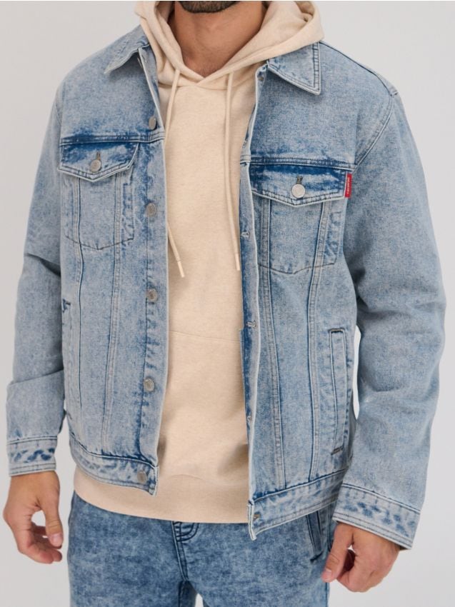 Sinsay - Kurtka jeansowa trucker - niebieski