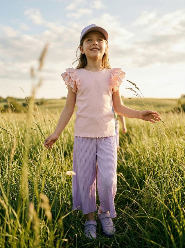 Sinsay - Tricou din tricot striat - roz