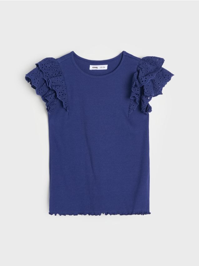 Sinsay - Tricou din tricot striat - bleumarin