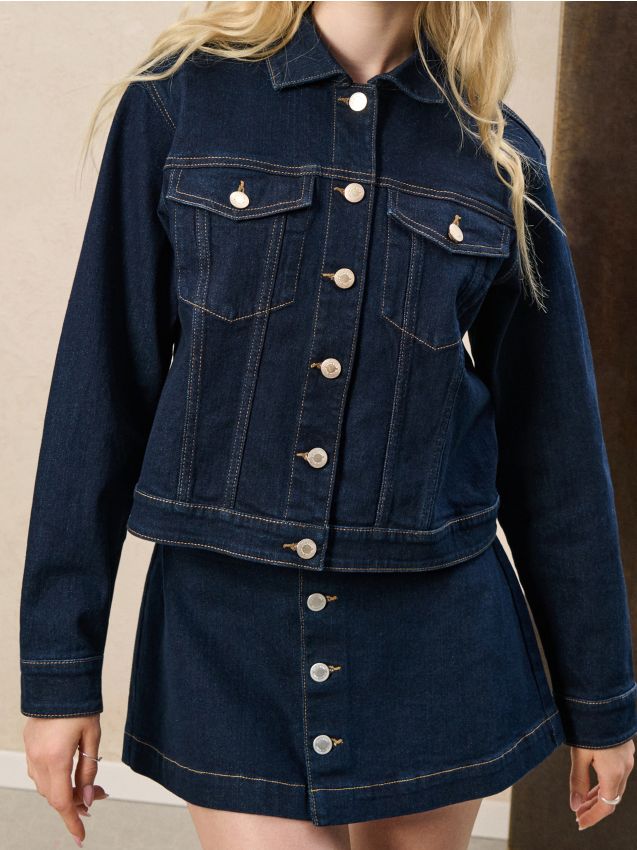 Sinsay - Rifľová bunda - oceľovo modrá