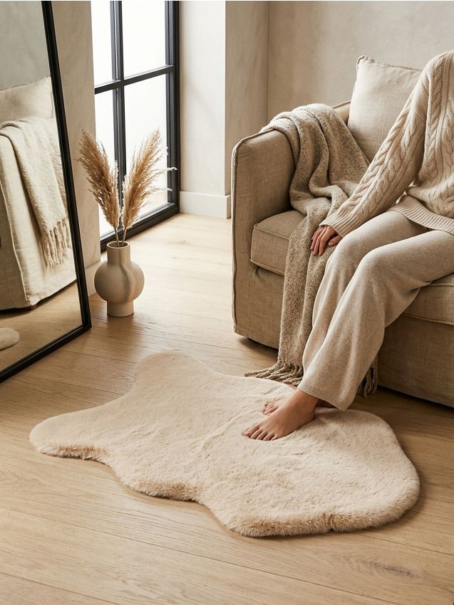 Sinsay - Covor cu blană artificială - bej