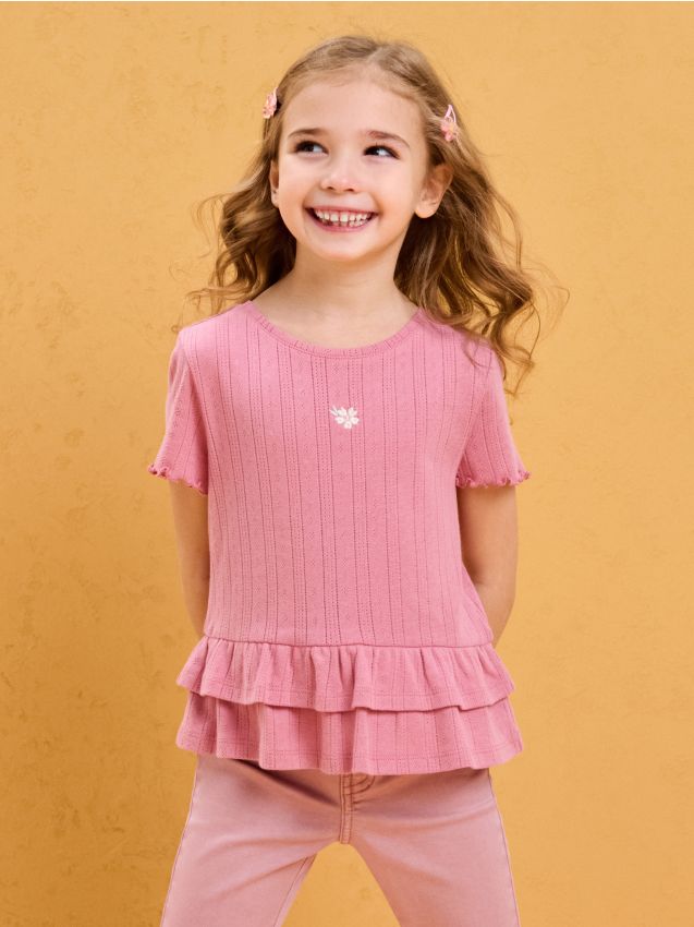 Sinsay - Bluză din bumbac - roz-pudră