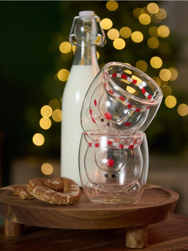 Sinsay - Vianočný pohár s dvojitým dnom s motívom medvedíka - biela