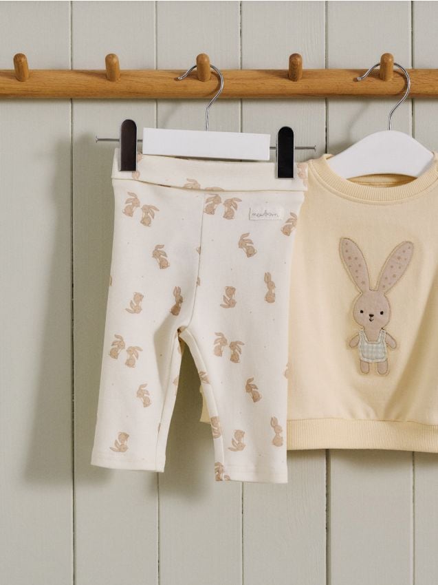 Sinsay - Legginguri din bumbac cu model - crem