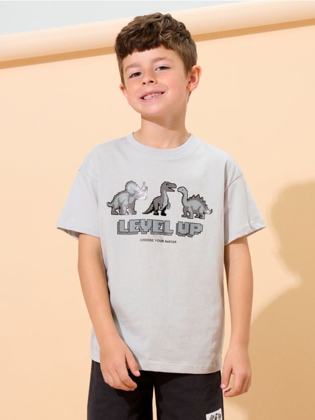 Sinsay - Tricou cu mânecă scurtă - gri deschis