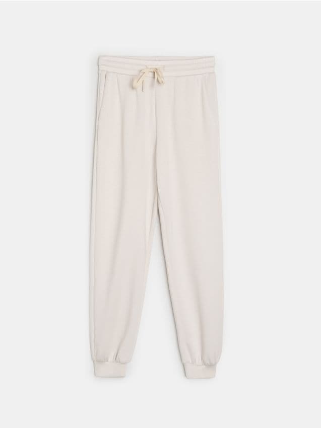 Sinsay - Pantaloni jogger din tricot scuba - nude