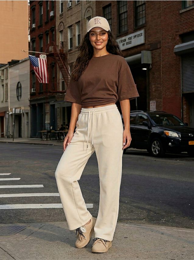 Sinsay - Pantaloni sport barrel din tricot scuba - crem