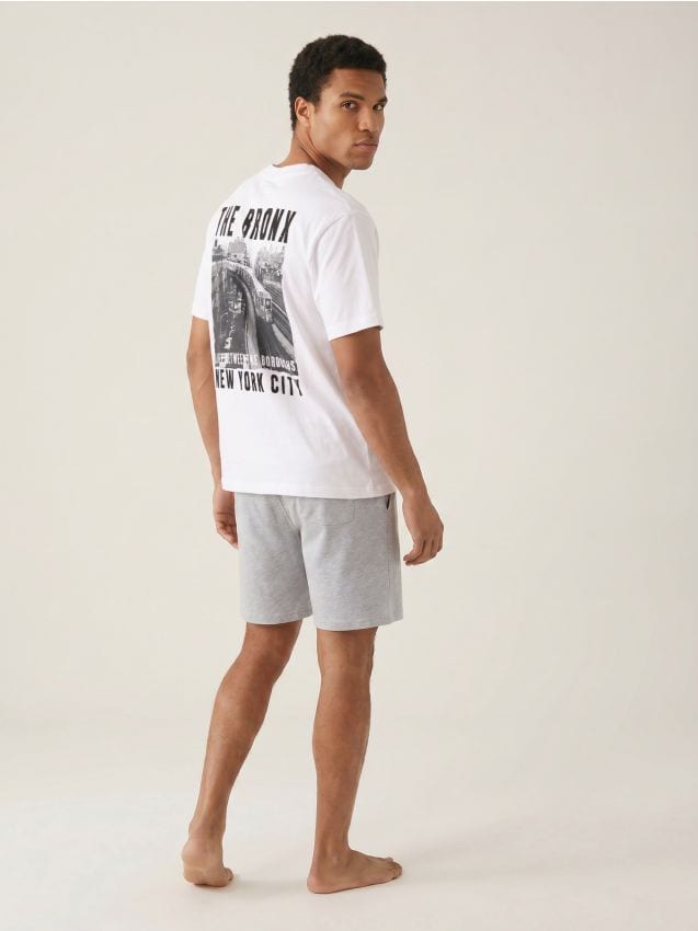 Sinsay - Pijama din bumbac, din două piese, cu motiv NYC - multicolor