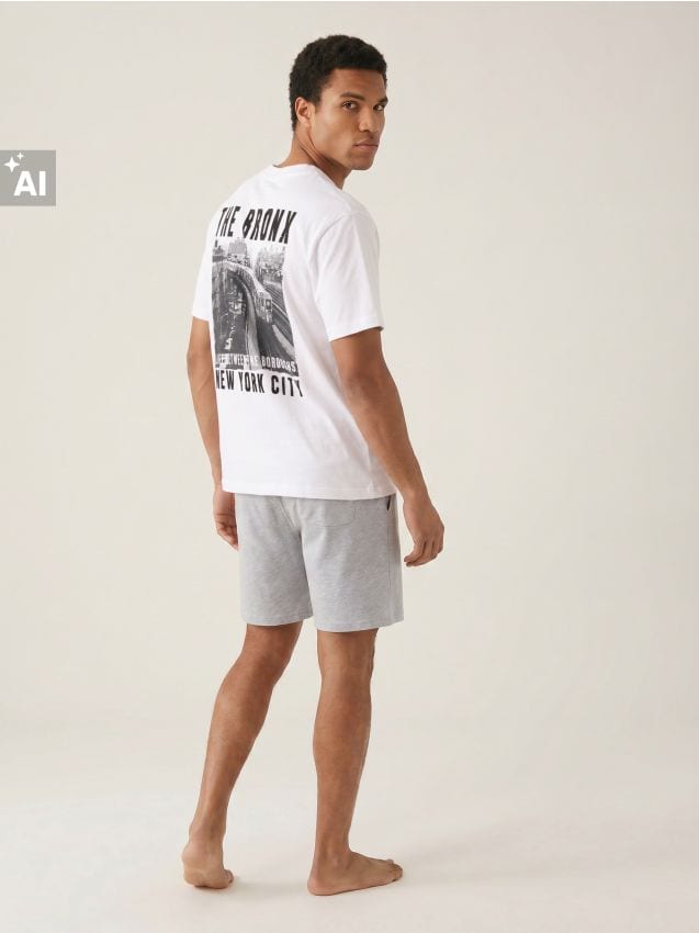 Sinsay - Pijama din bumbac, din două piese, cu motiv NYC - multicolor