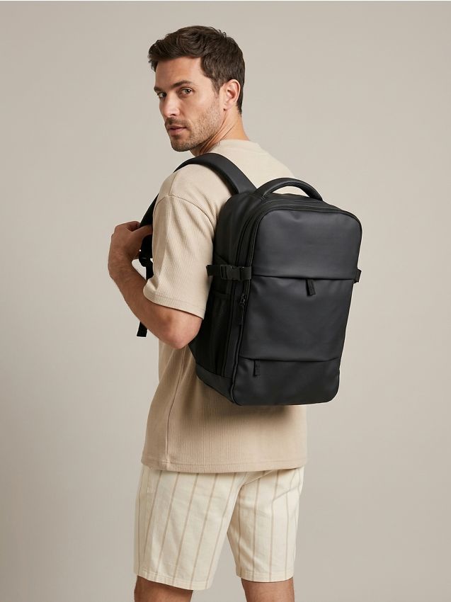 Sinsay - Rucsac de călătorie cu organizator și curea pentru fixare pe valiză - negru