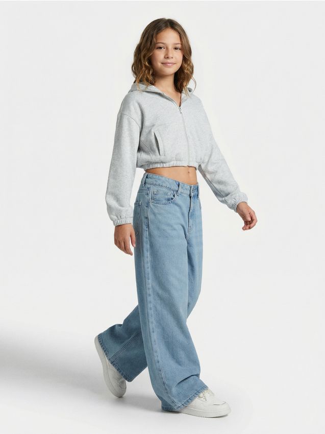 Sinsay - Blugi wide leg - albastru