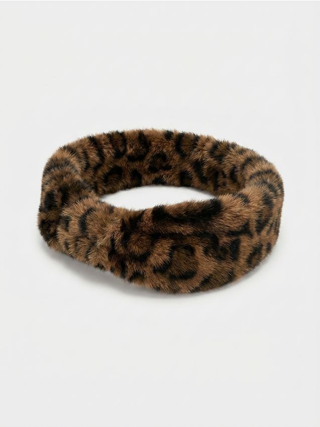 Sinsay - Bentiță de cap din blană artificială cu imprimeu leopard - multicolor