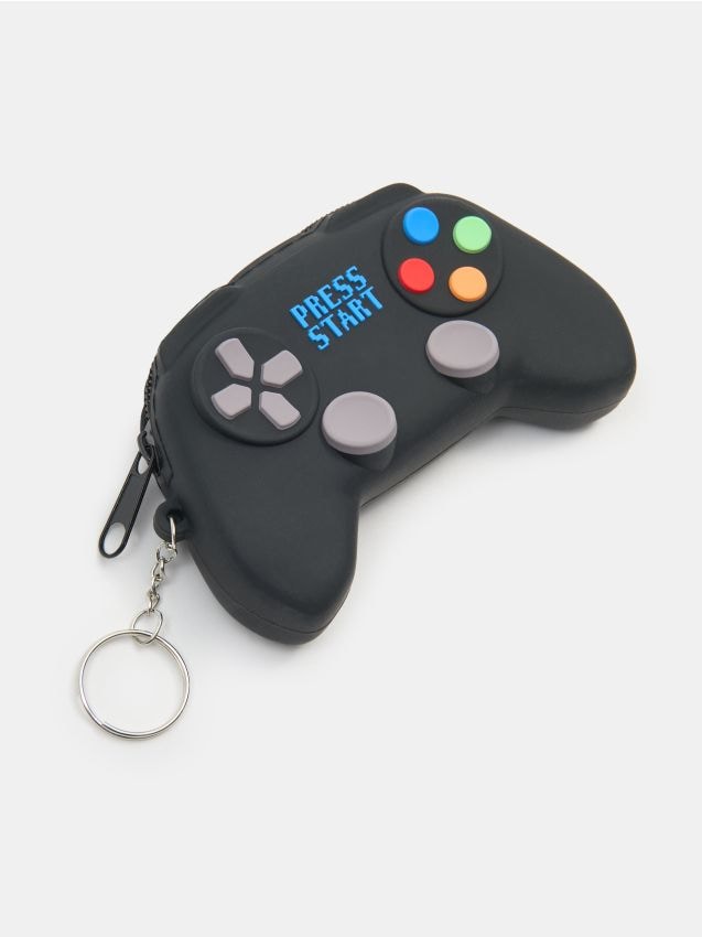 Sinsay - Portofel din silicon 3D cu motiv gaming pe breloc - negru