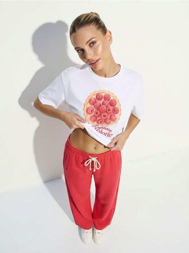 Sinsay - Pantaloni de trening cu crac larg - roșu