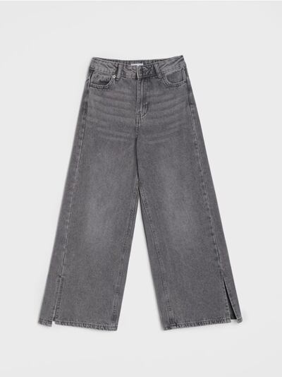 Τζιν παντελόνι με φαρδύ πόδι και εφέ φθοράς