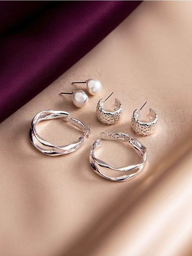 Sinsay - Súprava 3 párov náušníc - strieborná