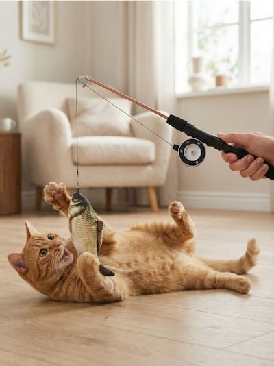 Igračka za mačke štap sa ribom