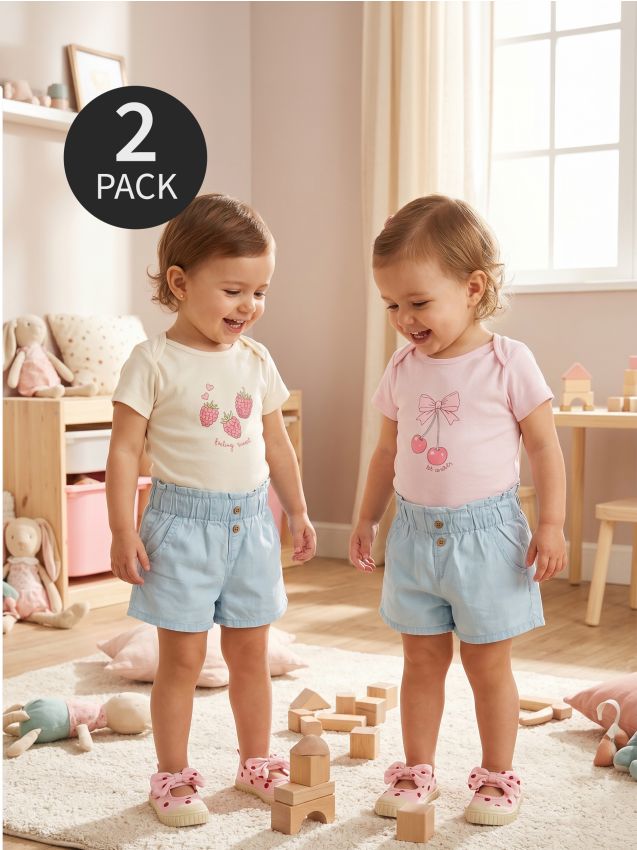 Sinsay - Body din bumbac pentru bebeluși cu imprimeu cu fructe 2 pack - crem