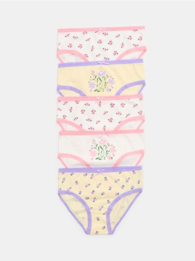 Sinsay - Bawełniane majtki figi 5 pack - kremowy