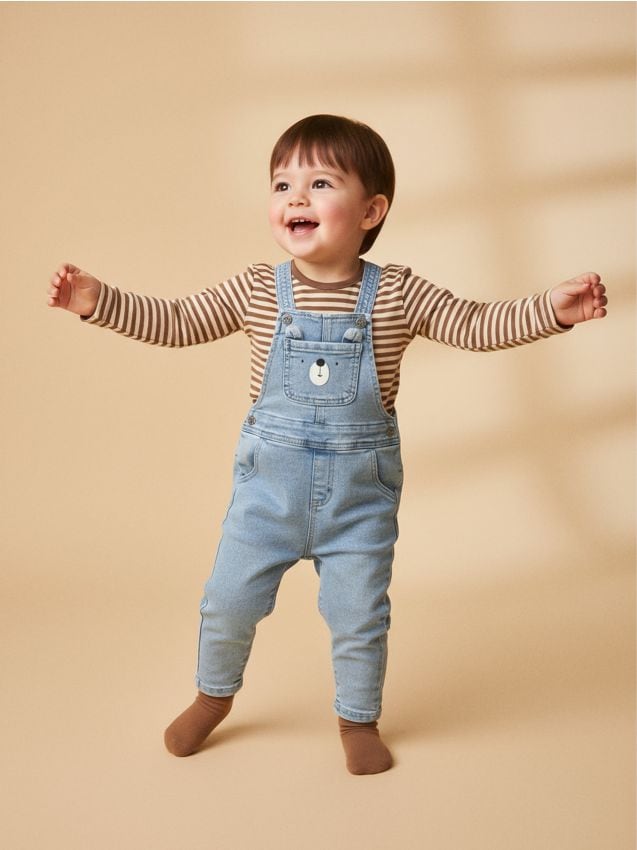 Sinsay - Salopetă din denim cu motiv ursuleț - albastru