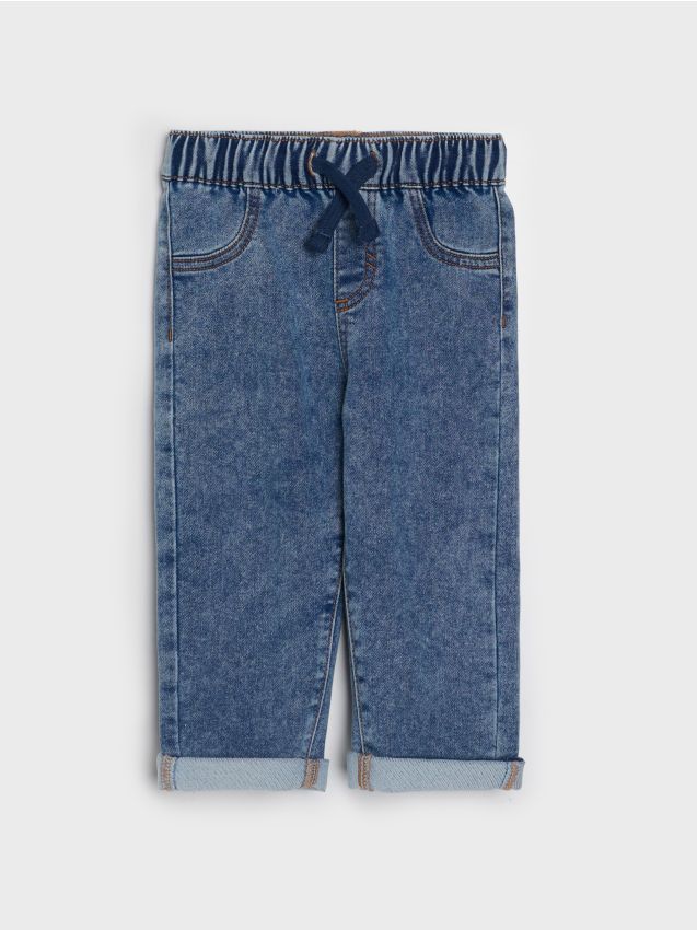 Sinsay - Elastické džínsy s viazaním v páse - modrá