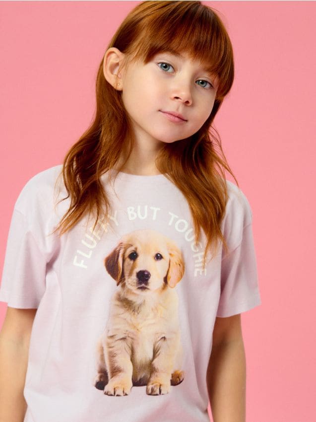 Sinsay - Tricou din bumbac cu imprimeu - lavand