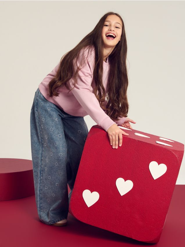 Sinsay - Jeansy wide leg z ozdobnymi dżetami - Inny