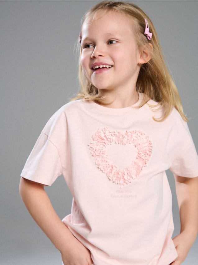 Sinsay - Tricou din bumbac cu aplicație 3D - roz