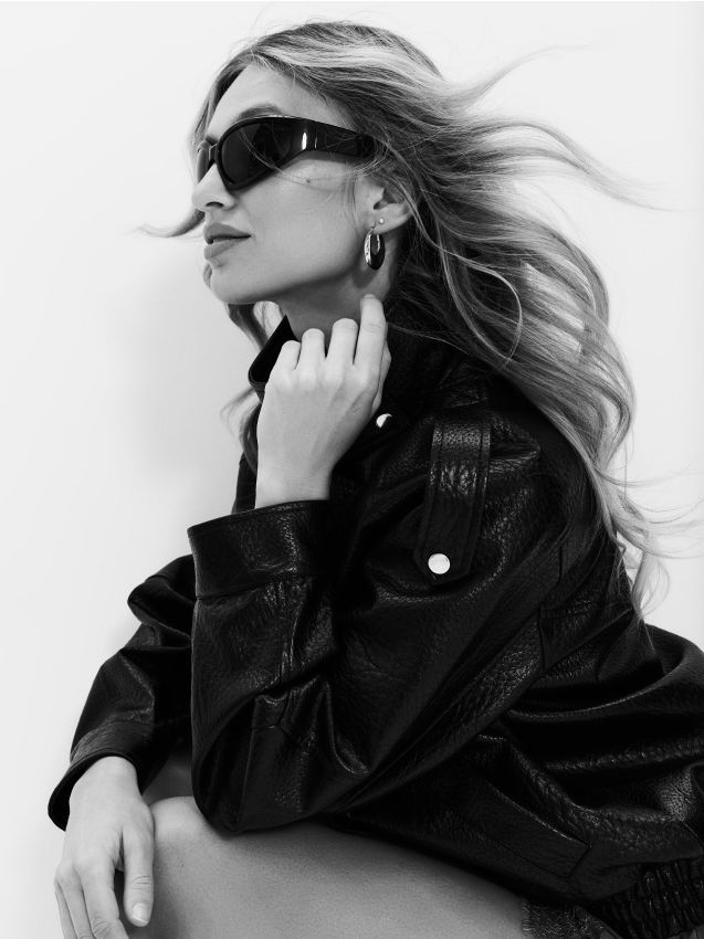 Sinsay - Geacă bomber din piele ecologică - negru