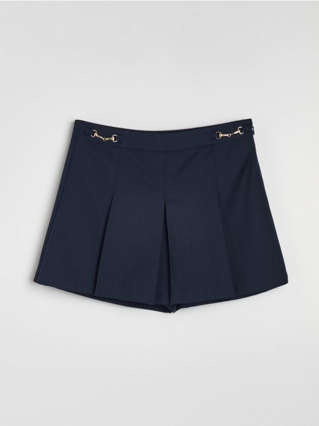 Sinsay - Fustă-pantaloni plisată cu amestec de vâscoză - bleumarin