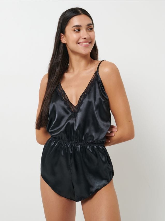 satin pyjama playsuit