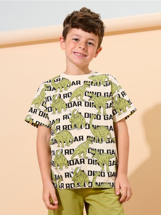 Sinsay - Tricou din bumbac cu mânecă scurtă - crem
